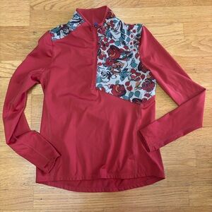Janji Red Floral Outdoor Running Hiking Camping Half Zip Pullover Jacket XS
